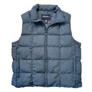 Eddie Bauer Goose Down Insulated Puffer Vest Blue L Full Zip Warm Lightweight